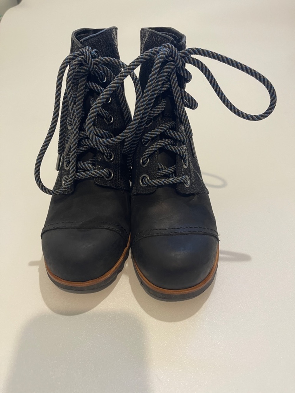 Sorel 1964 Premium Wedge Booties Black Lace-Up Boots